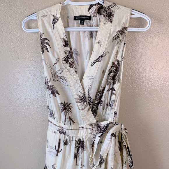 Banana Republic Stampa Tropical Safari Resortwear Wrap Dress Size XS - Picture 6 of 14